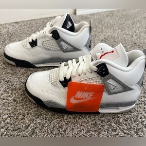 Air Jordan 4 retro OG Kids Sneakers White Black Gray